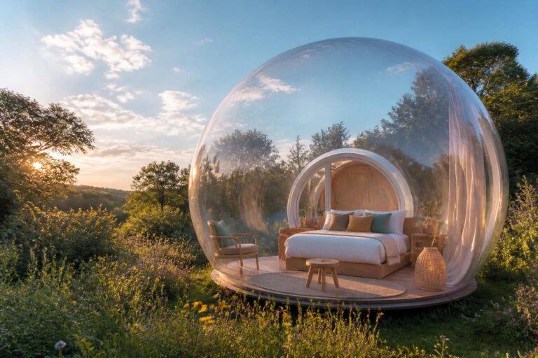 découvrez une expérience unique en vendée avec notre maison d'hôte insolite : une bulle transparente pour un séjour magique au plus près de la nature.