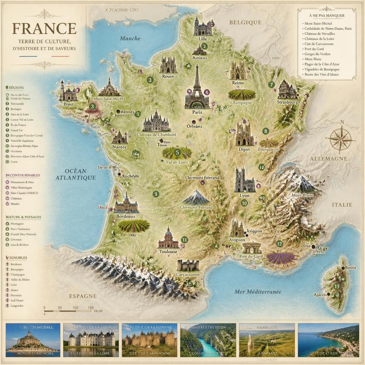 explorez la france avec notre carte touristique détaillée et découvrez les régions incontournables à ne pas manquer lors de votre voyage.