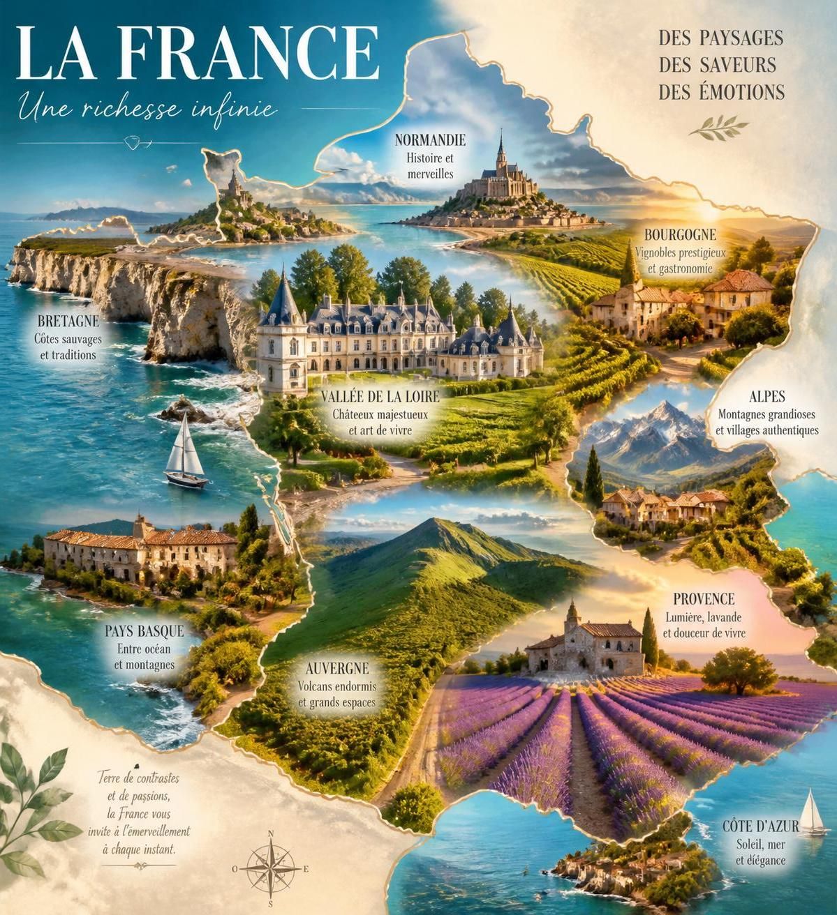découvrez les plus belles régions de france à travers des paysages époustouflants, des sites historiques incontournables et une culture riche à explorer absolument.
