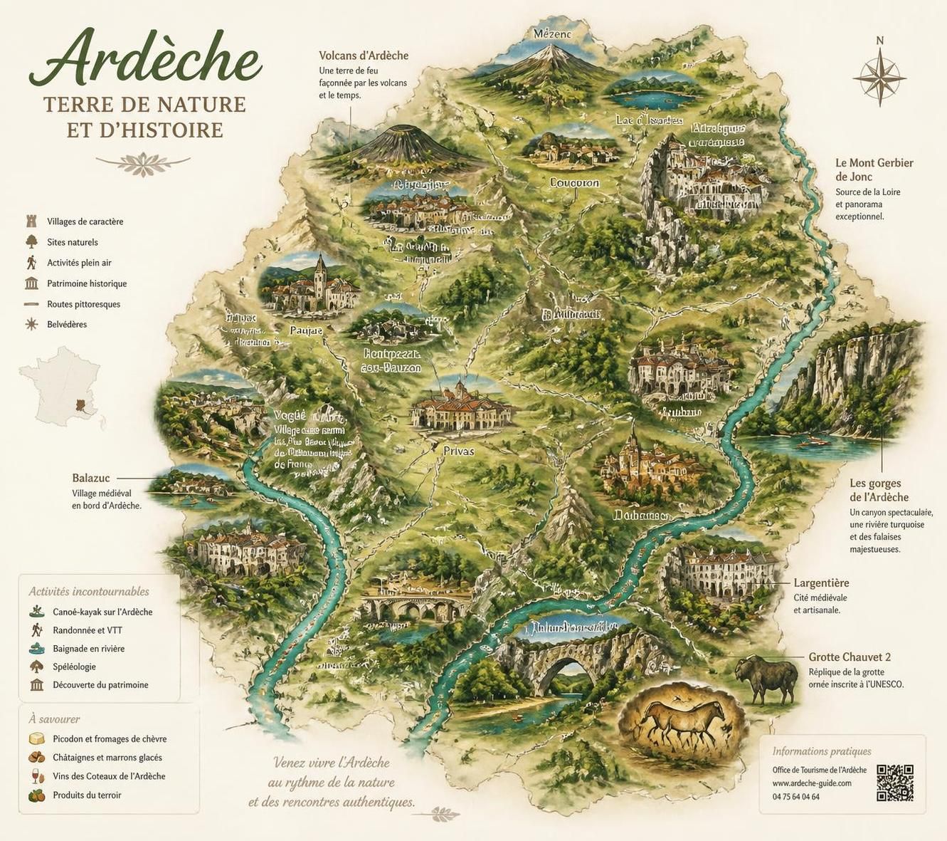 explorez les plus beaux villages d'ardèche avec notre carte détaillée pour une découverte authentique et inoubliable.